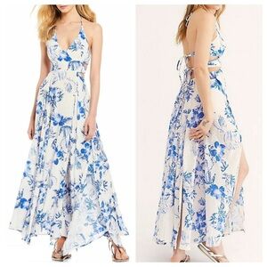 FREE PEOPLE Lille Print Maxi Dress- Blue Floral